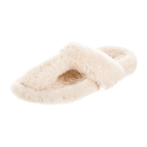 Aquazzura Cream Shearling Slippers - Picture 4 of 5